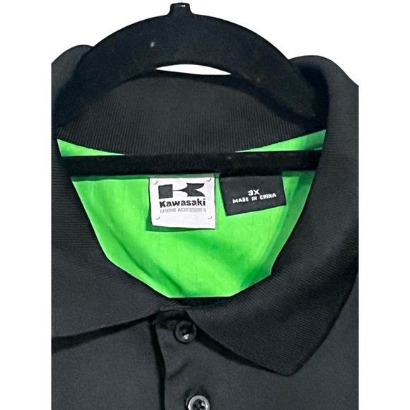 Kawasaki Short Sleeve Polo Golf Shirt Size 3X Motorcycle Dirt Bike Green Casual - Picture 2 of 6